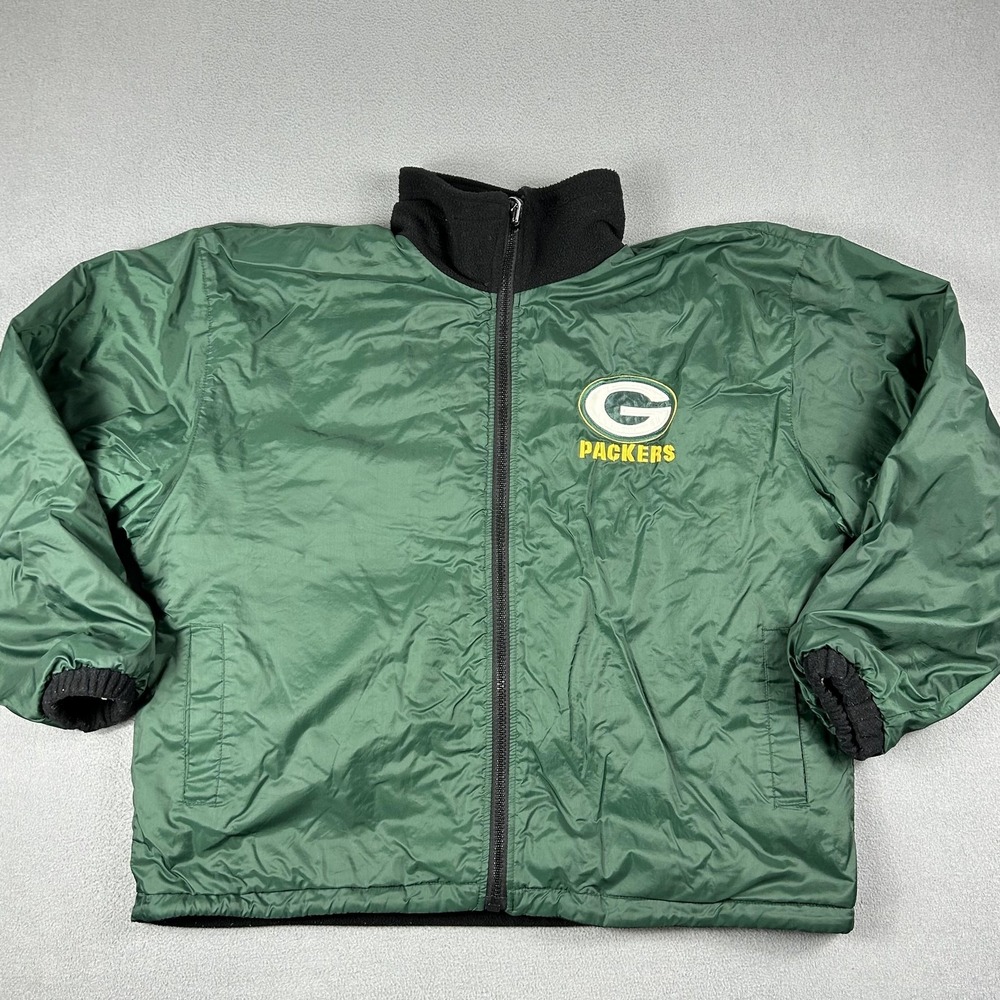 Vintage Green Bay Packers Jacket Reversible Mens NFL Football Pro Player 90s